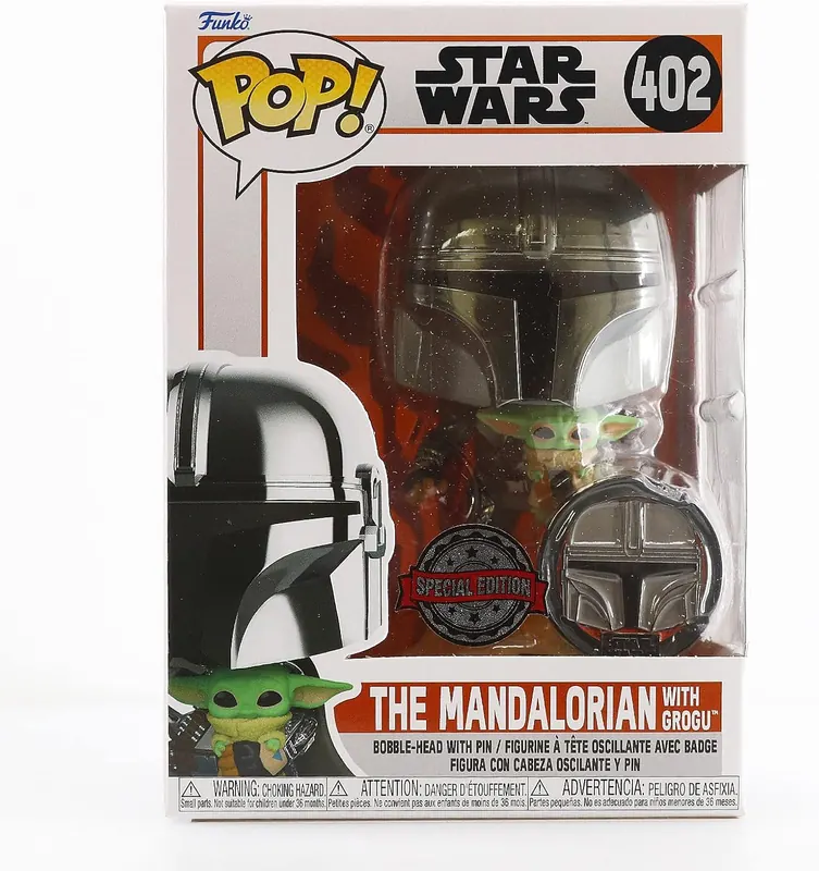 Funko Pop! Mandalorian with Chrome Finish + Enamel Pin (Amazon Exclusive)